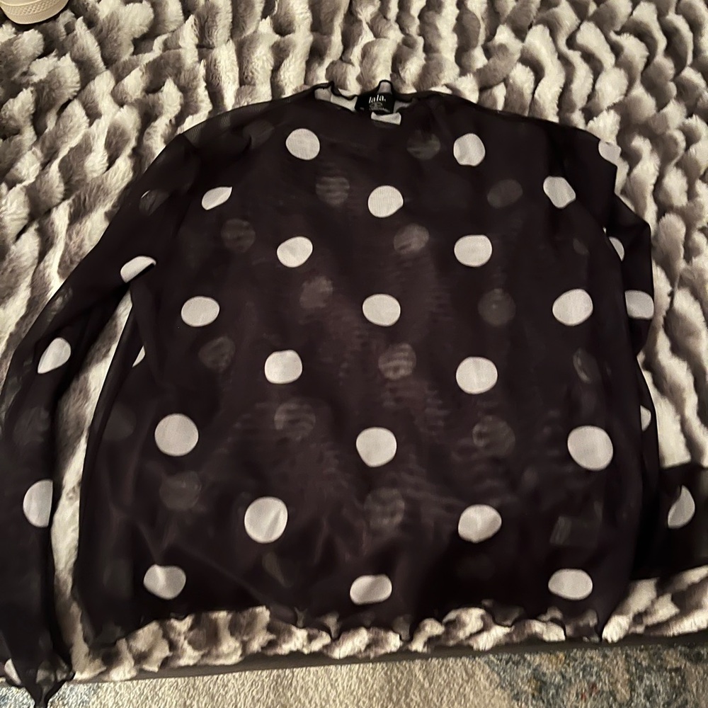Dressed in Lala - Black and White Polka Dot Sheer top